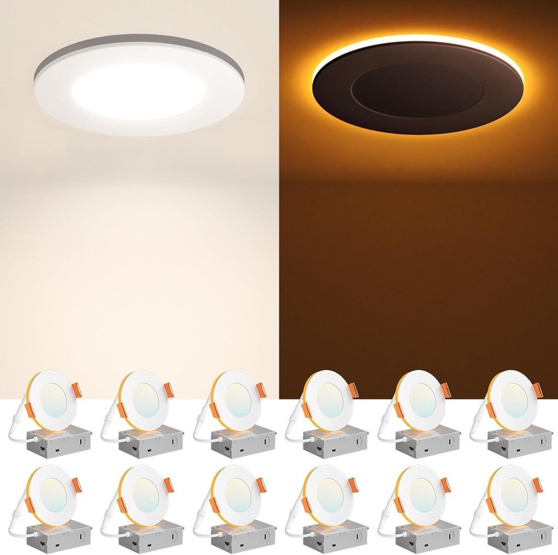 ETL Certified 12 Pack 3 Inch Recessed Downlights - Dimmable & Nightlight Feature gallery
