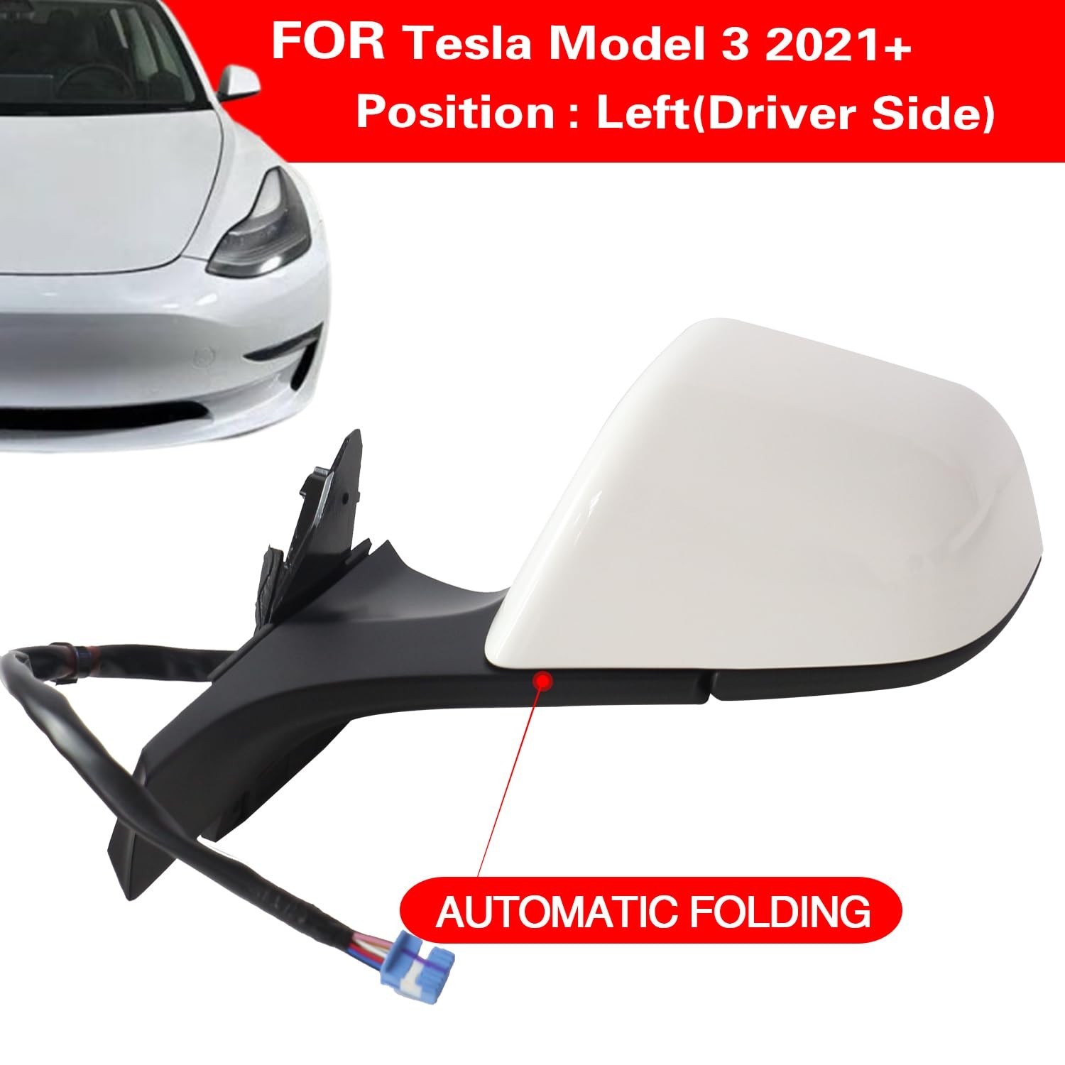 side mirror replacement for Tesla Model 3 2021 2022 2023 2024 2025 Assembly D... gallery