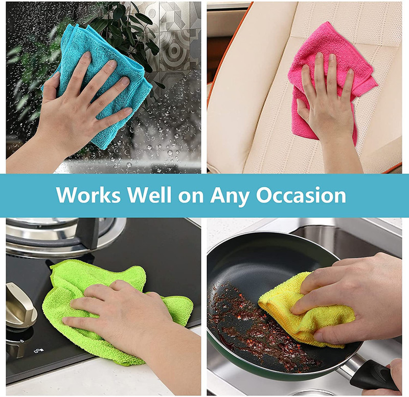Microfiber Cleaning Cloth,12 Pack Cleaning Rags, Cleaning Towels with 4 Color As gallery