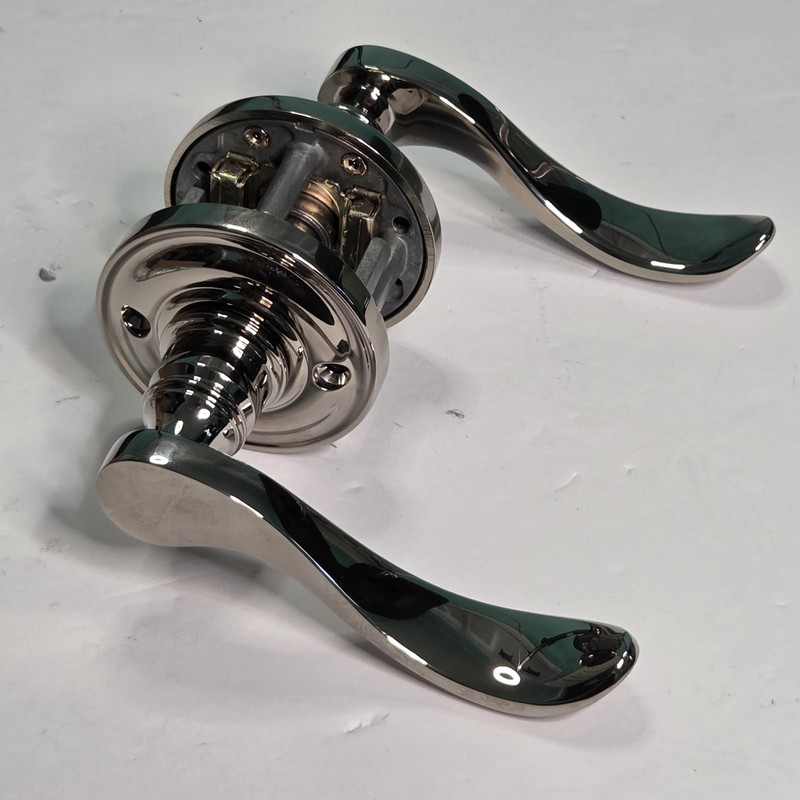 Baldwin Reserve Curve Lever Passage Set Traditional Round Rose Polished Nickel gallery