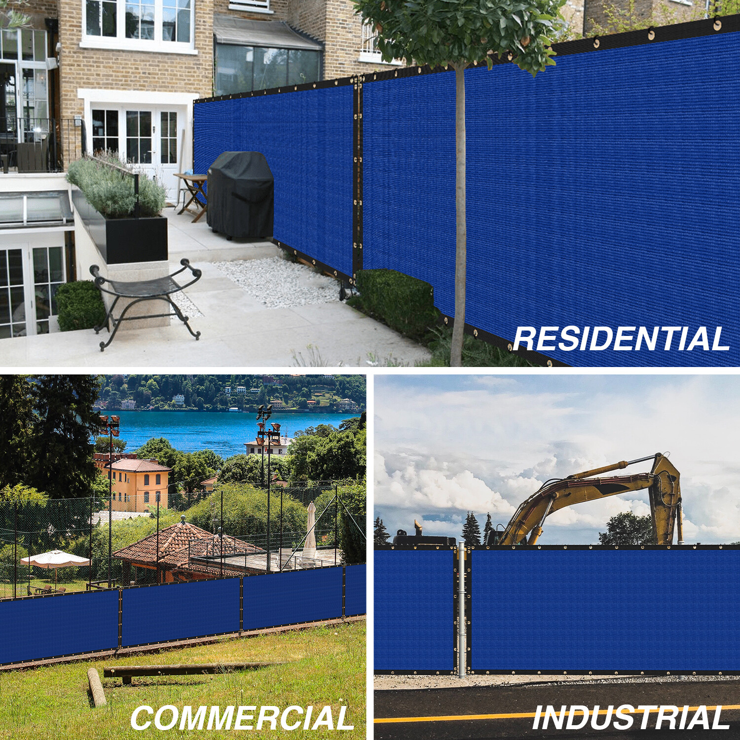 13ft Blue Privacy Fence Screen Heavy Duty 180GSM Mesh Net Cover Custom Length gallery