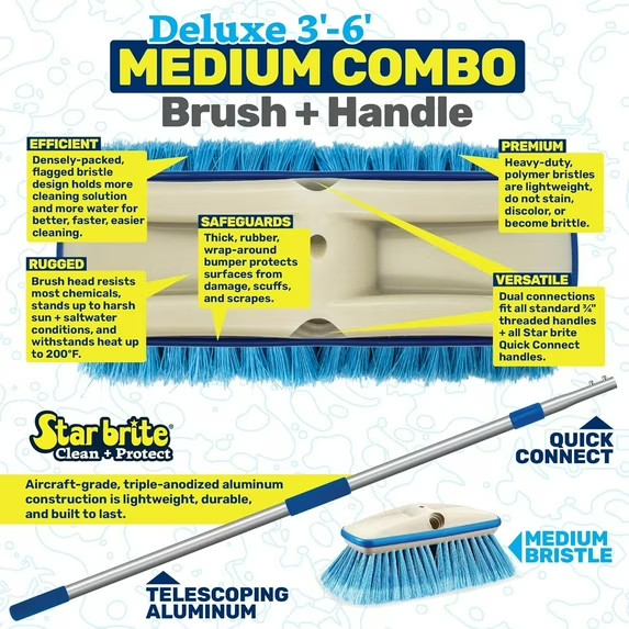 STAR BRITE Deluxe Telescoping Deck Brush Kit, Extends 3' - 6' Extendable Aircraf gallery