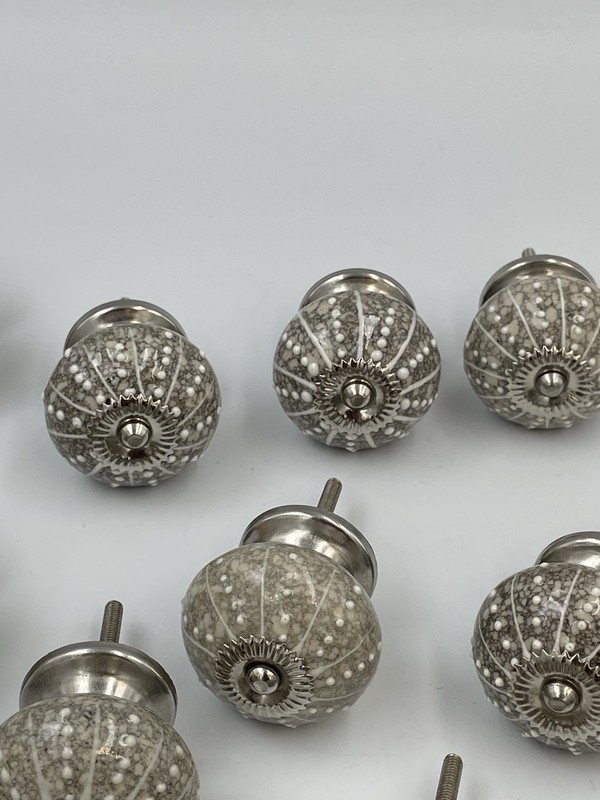 14 Drawer Cabinet Knobs Pulls White Gray Silver Mandala Veined H2 gallery