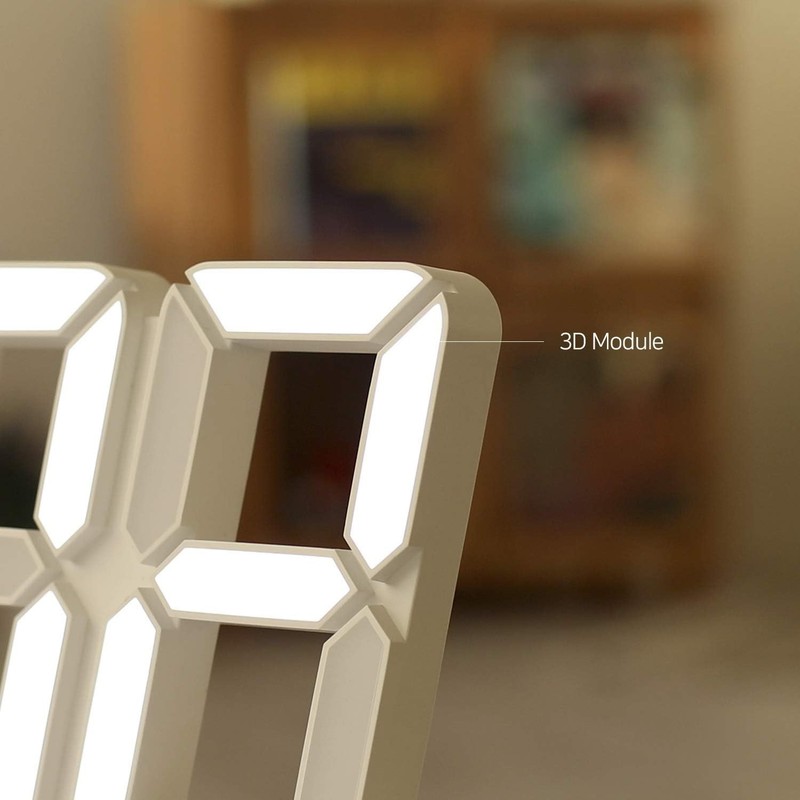 3D LED Digital Alarm Clock 8.5" — Auto-Dimming, Temp/Date, White Desk Clock gallery