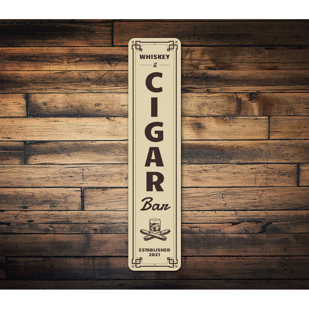 Custom Whiskey & Cigar Bar Plaque Vertical Wall Decor Aluminum Metal Sign gallery