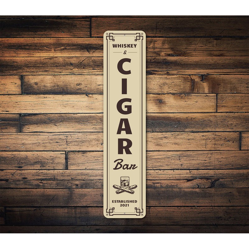 Custom Whiskey & Cigar Bar Plaque Vertical Wall Decor Aluminum Metal Sign gallery