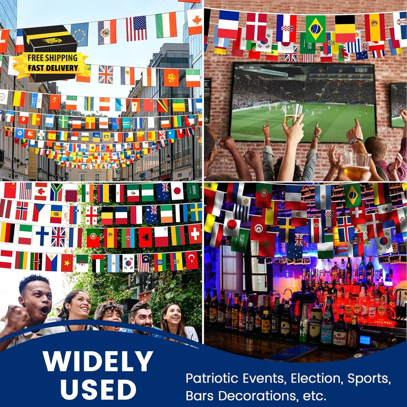 235Ft 226 Countries International String Flags-8"X5.5" International World Flags gallery
