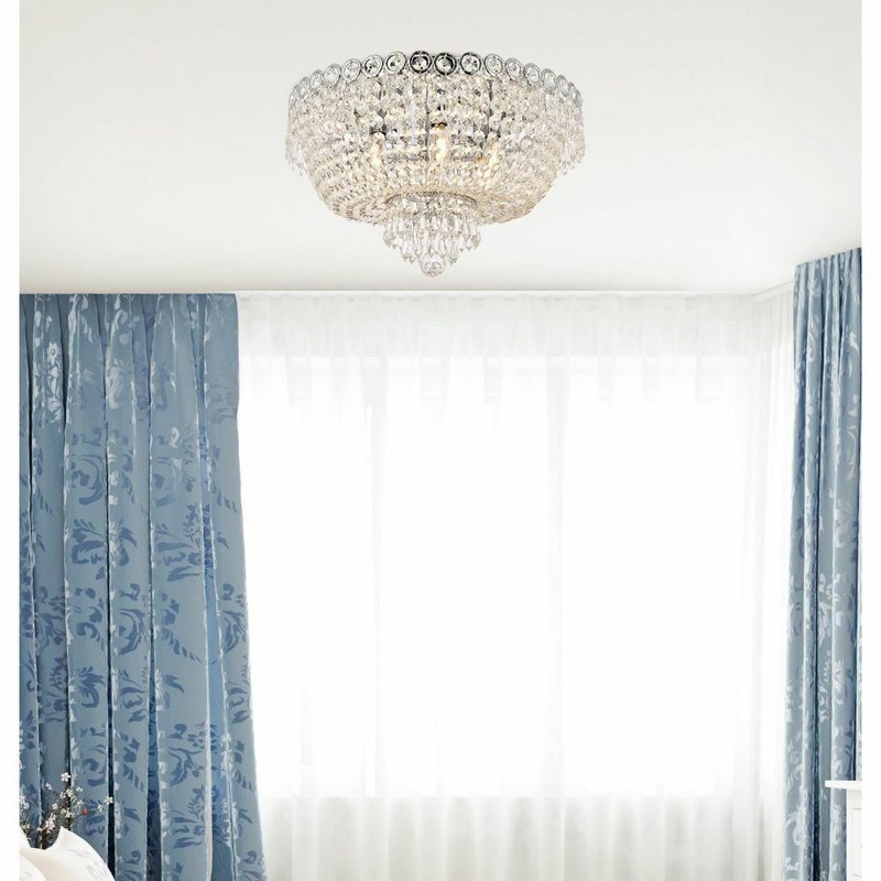 Chandelier Flush Mount Crystal Light Fixture Dining Room Bedroom or Kitchen 18" gallery