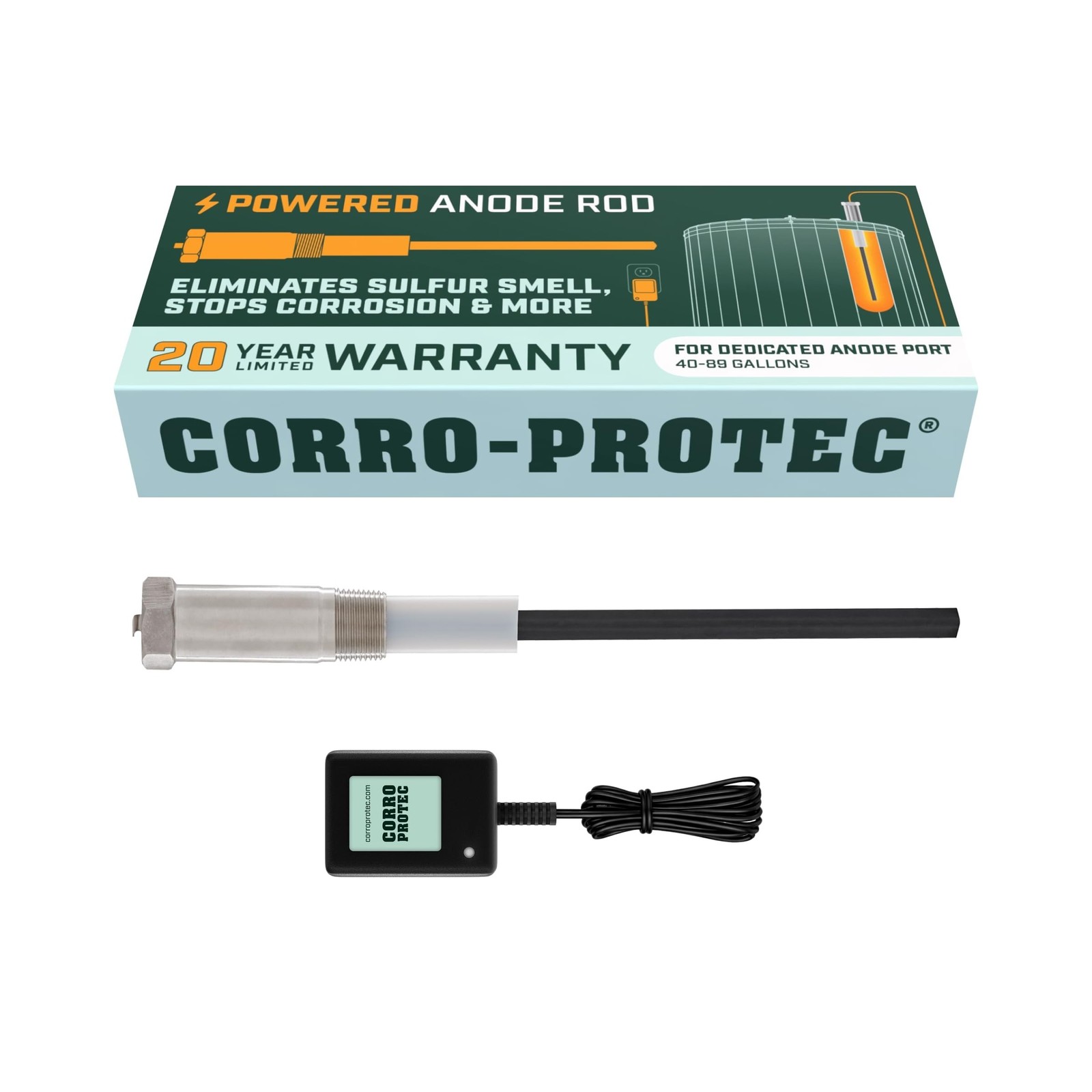 Corro-Protec Powered Anode Rod for Water Heater, 20-Year Warranty, Eliminates... gallery