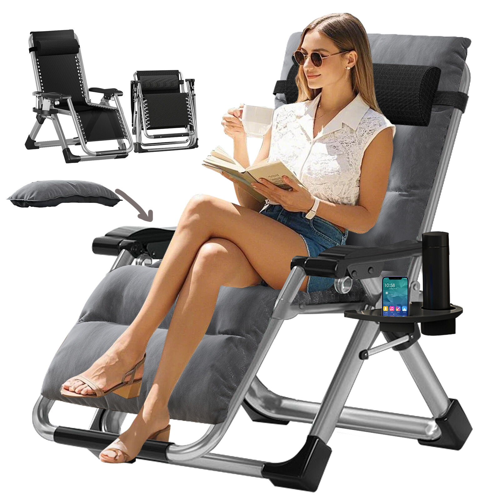 Begonia.K Zero Gravity Chair, Adjustable Reclining Lounge Padded Chair &Headrest gallery