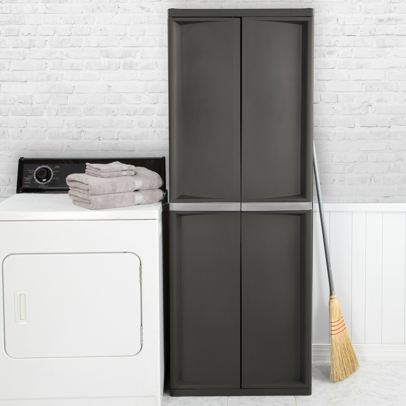 Sterlite Adjustable 4-Shelf Gray Storage Cabinet With Doors | 01423V01 gallery