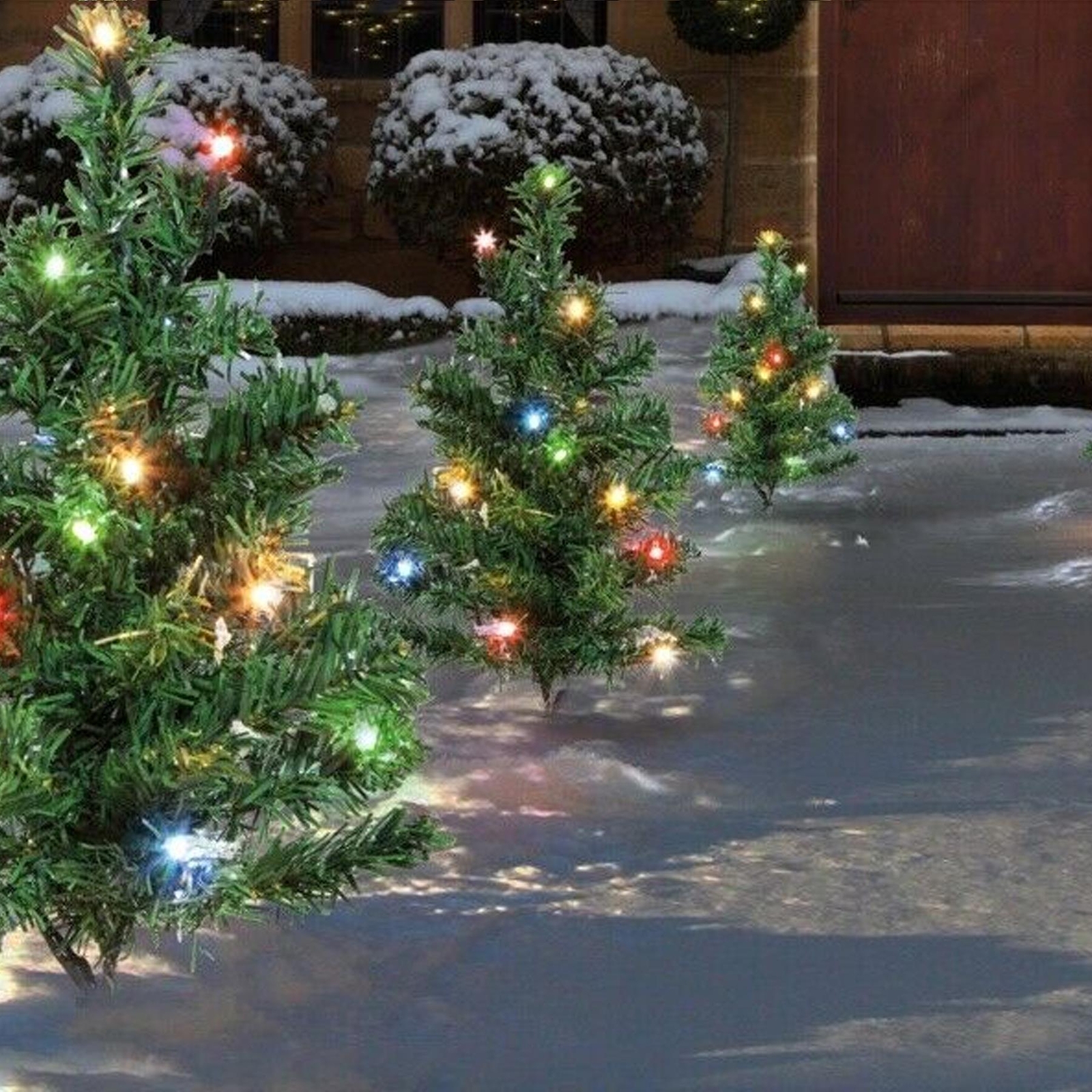 6 Christmas Tree Path Lights with LED's - 40cm Multi-Coloured gallery