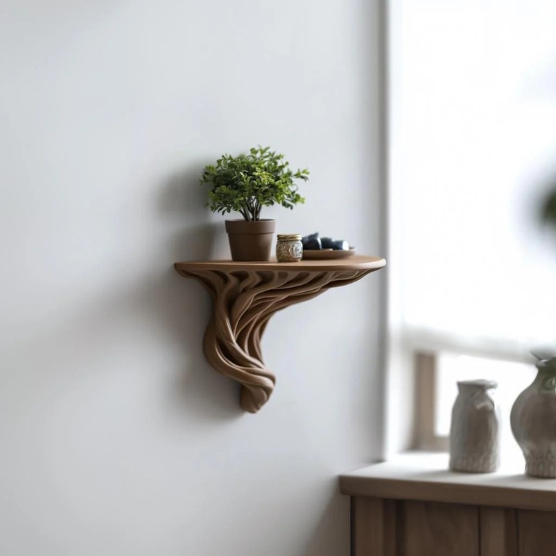 Tree Root Wall Shelf | Organic 3D Printed Floating Shelf | Boho Wall Decor gallery