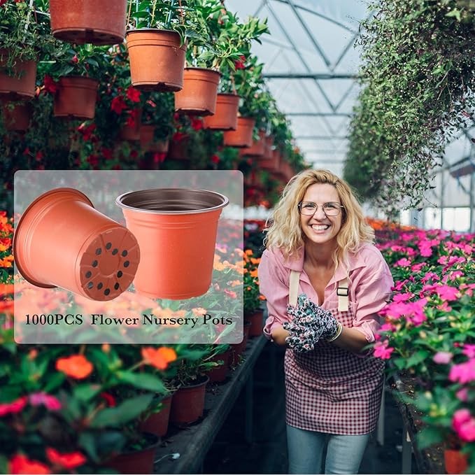 Hushee 1500 Pcs 4 Inch Plastic Plants Nursery Pots Bulk Seed Starting Pots with gallery