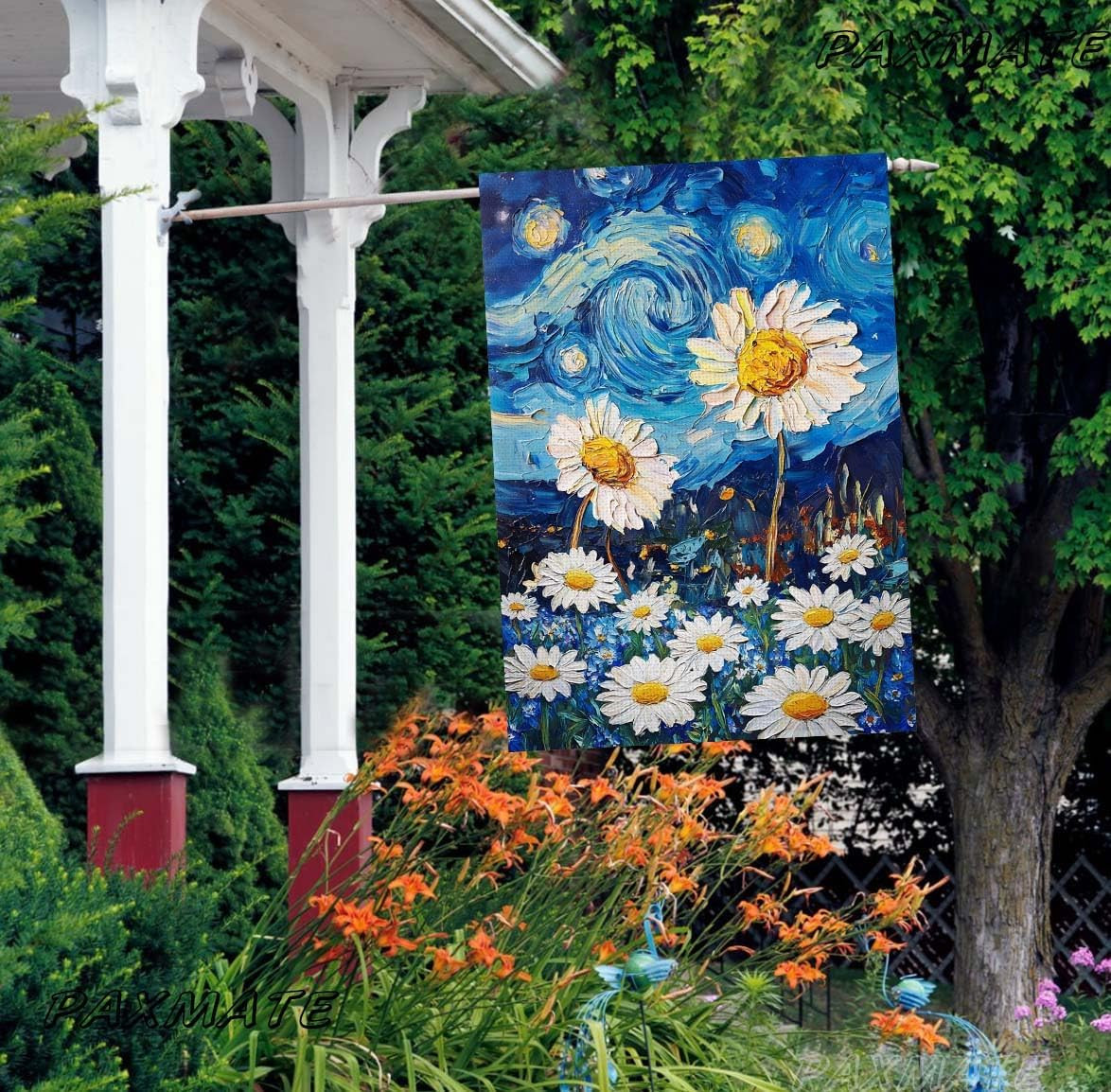 Spring Summer House Flag 28X40 Inch Double Sided Starry Night Daisy Flowers Larg gallery