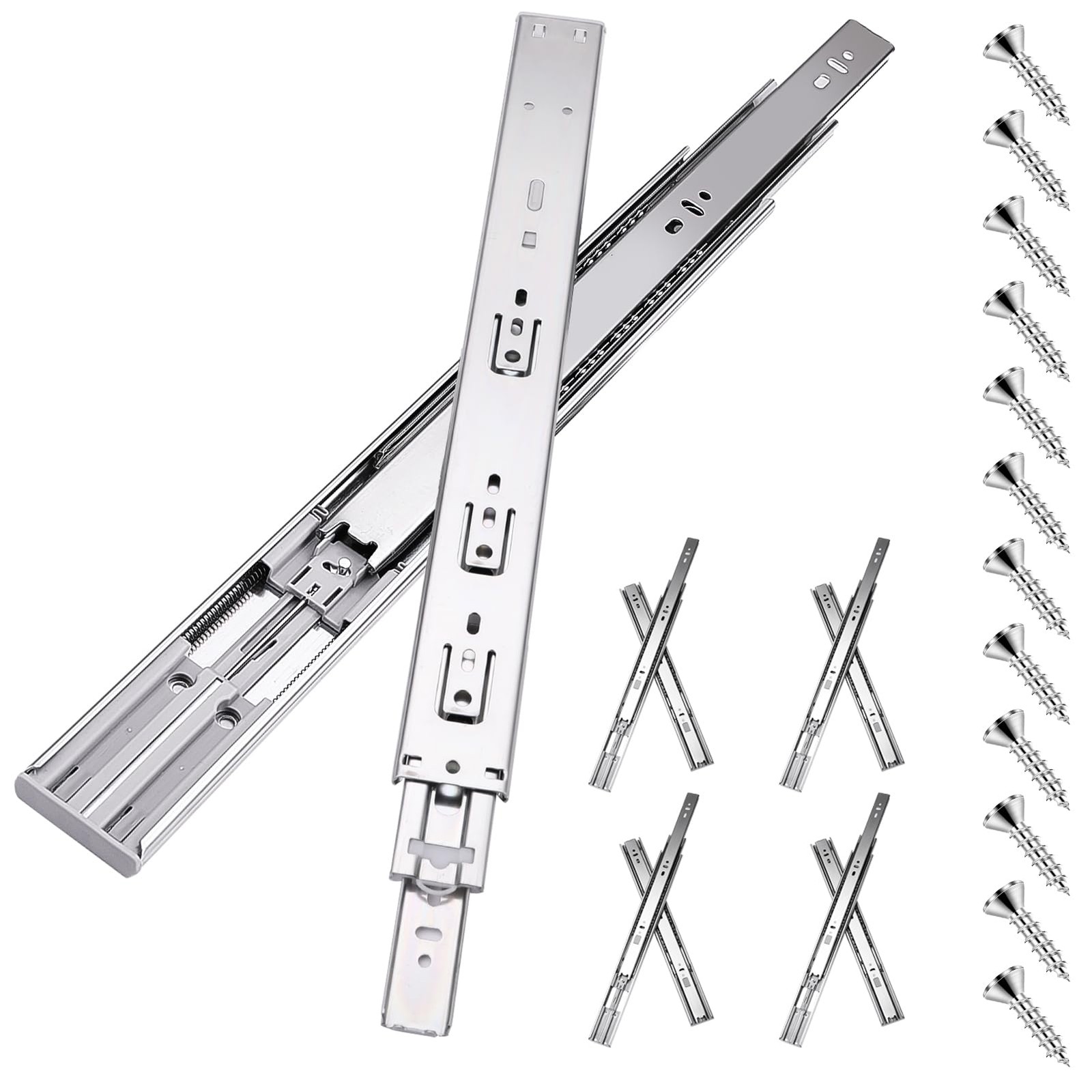 14 inch Drawer Slides 4 Pairs (8pcs) Soft Self Close 14inch-350mm, Silver gallery