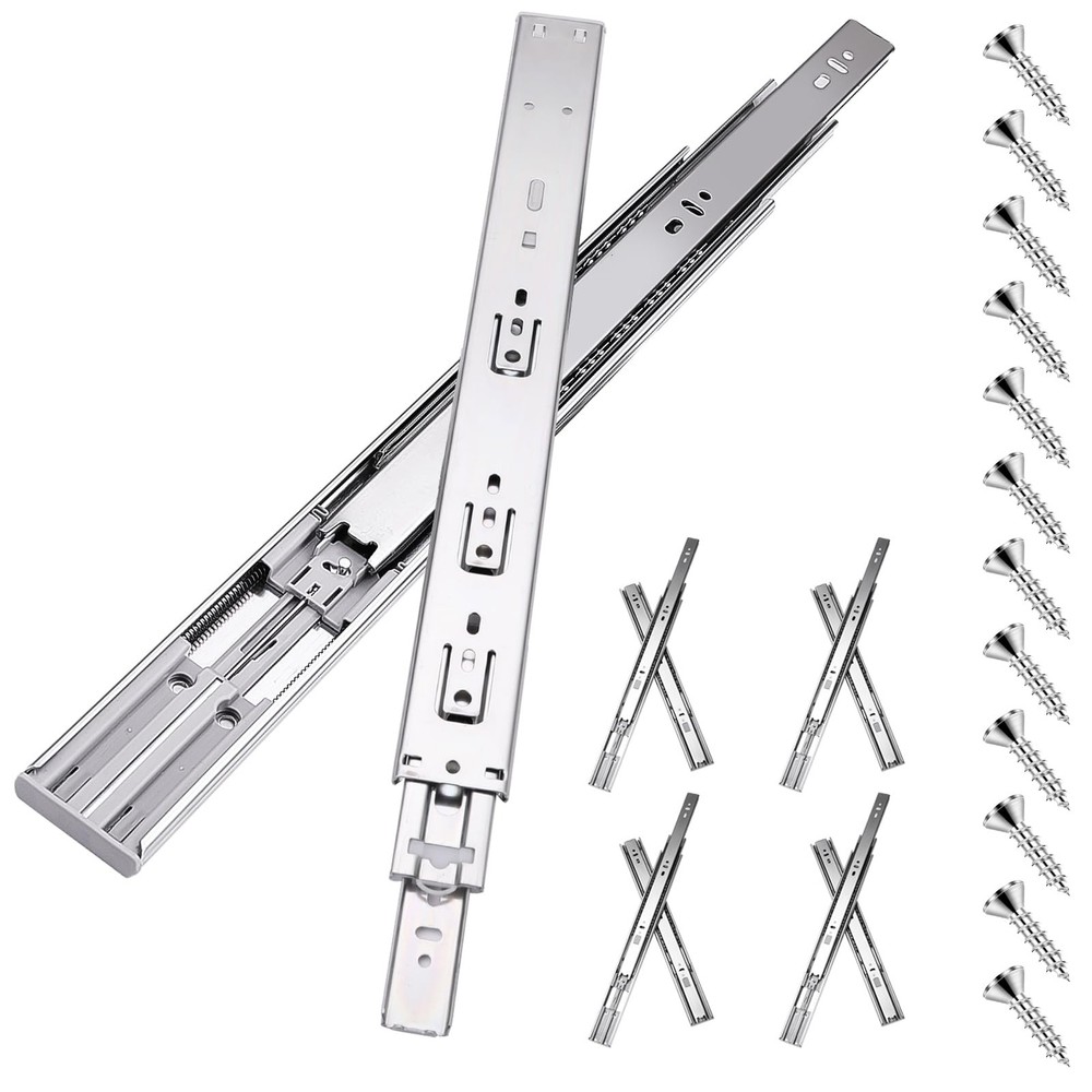 14 inch Drawer Slides 4 Pairs (8pcs) Soft Self Close 14inch-350mm, Silver
