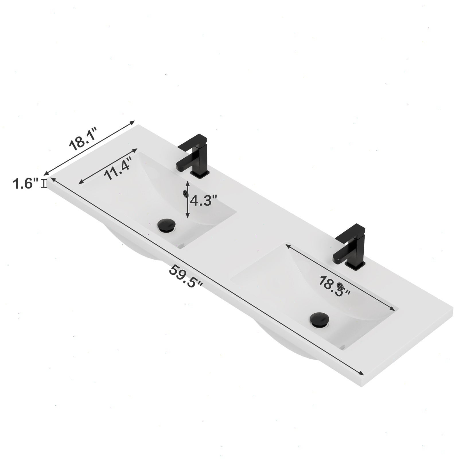 60" Double Sink Vanity Top Undermount Bathroom Sink gallery