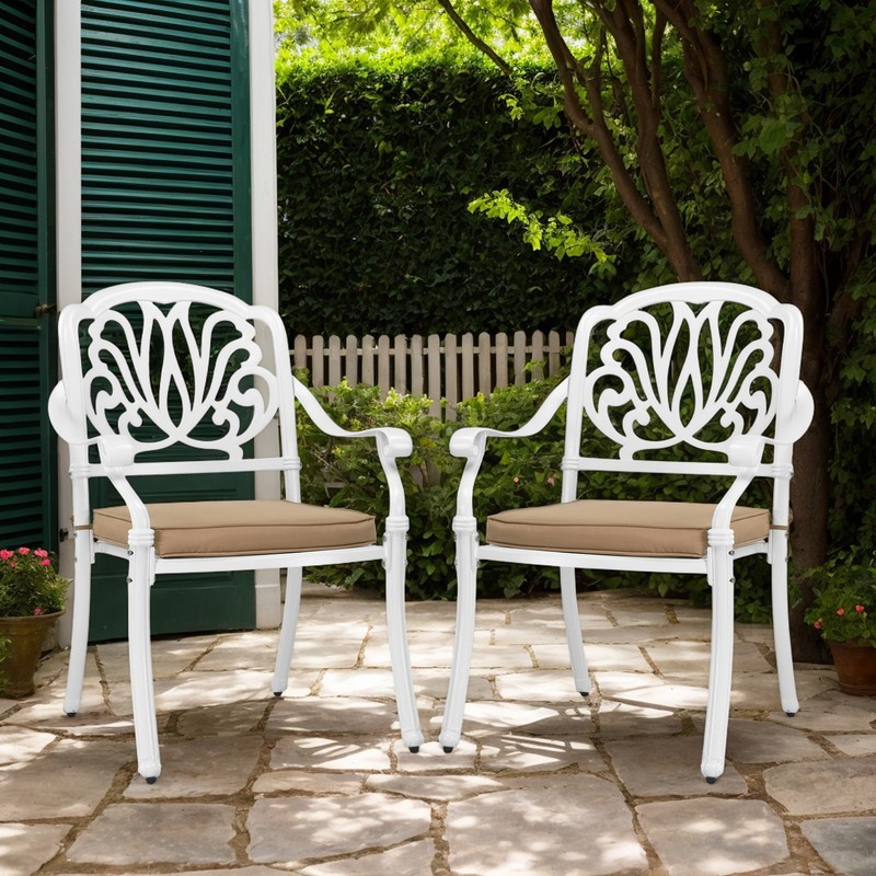 Patio Chairs 2PCS Dining Chairs Stackable Metal Armrest Chairs for In/Outdoor gallery