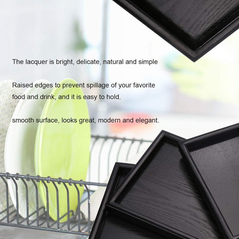 Wood Tea Tray, Rectangle Shape Solid Wooden Tea Coffee Snack Food Meals Serving gallery