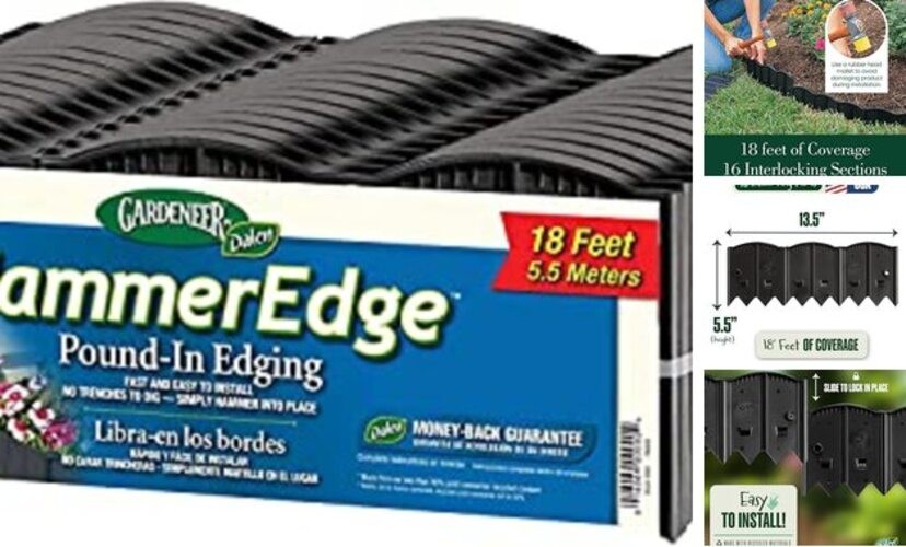 HammerEdge Pound in Edging -6 Durable Interlocking Pieces -8 feet of 1 gallery
