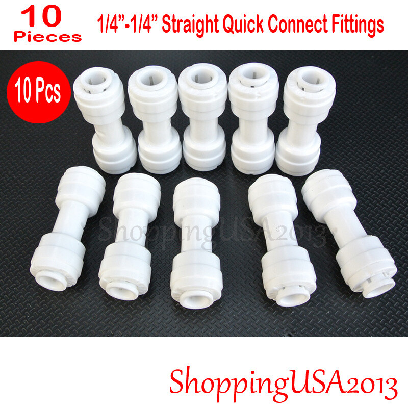 10 Pcs 1/4-1/4" Quick Connect Push In Connector Fittings Water Filter System gallery