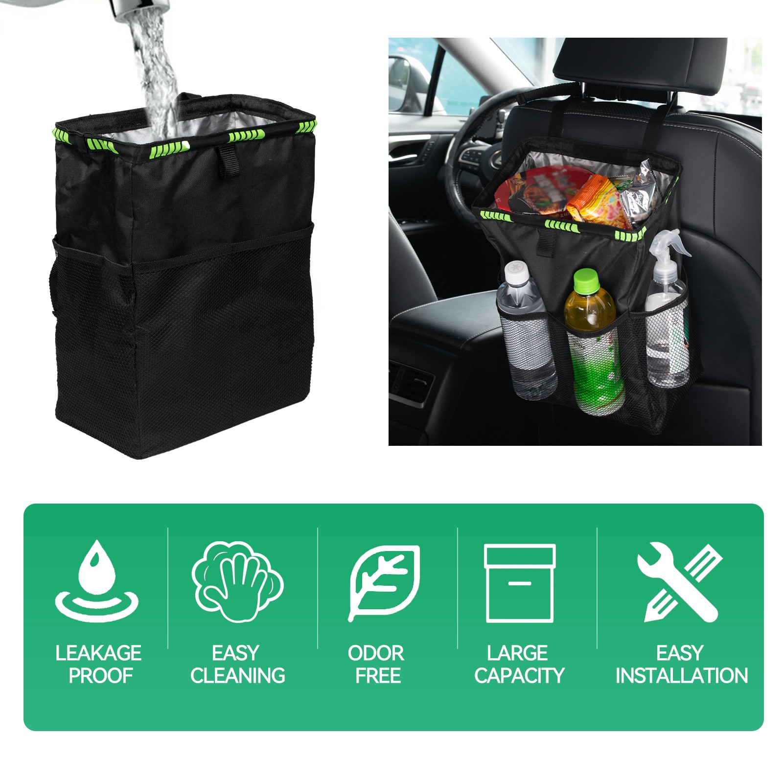 Waterproof Car Trash Can Garbage Waste Bin Bag Organizer Vehicle Travel Portable gallery