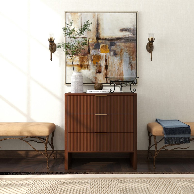 Modern Wavy Pattern Drawer Cabinet For Bedroom Storage RXOP gallery
