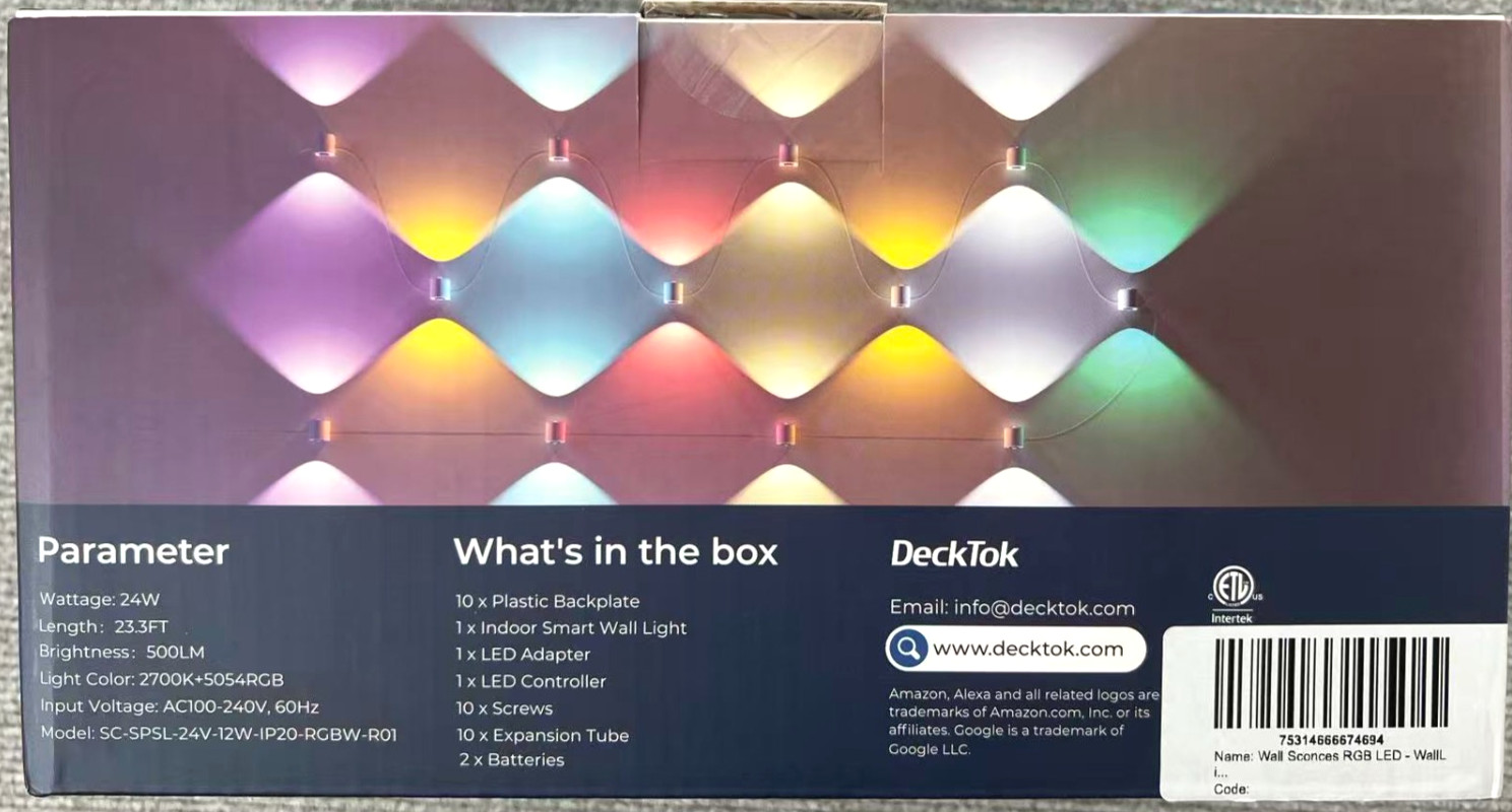 23 ft 8-Light Smart Double-Heads RGB+Warm White LED String Down lights Wall gallery
