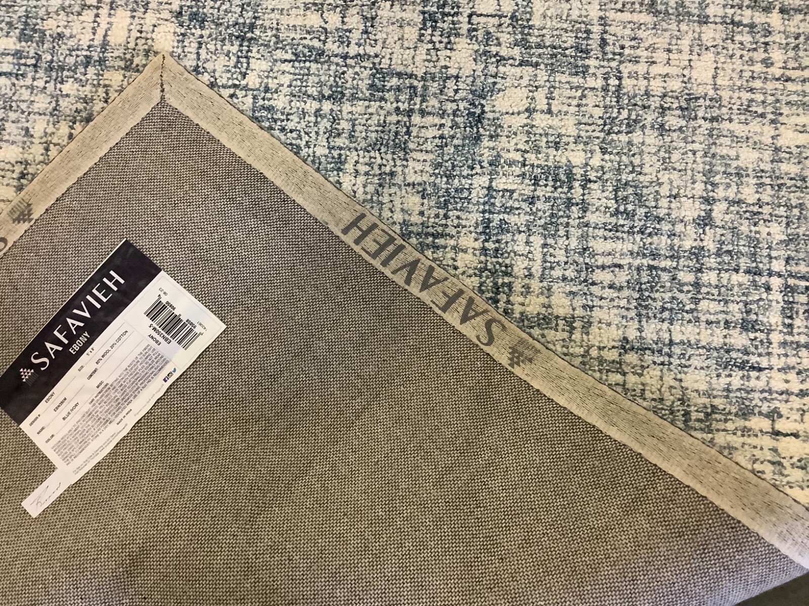 BLUE / IVORY 5'-0" x 8'-0" Back Stain Rug, Reduced Price 1172674658 EBN350M-5 gallery