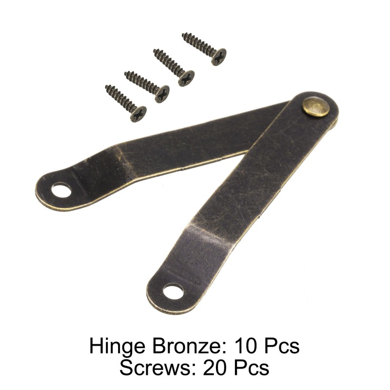 10pcs Lid Folding Support Hinges Bronze(Folded L 2.6"/65mm, Plate W 0.4"/10mm) gallery