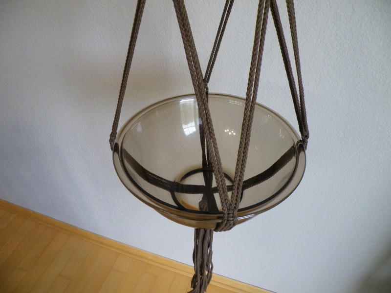 Vintage Retro 1970s MACRAME Braided PLANT HANGER Boho WOOD Beads BROWN 48" Long gallery