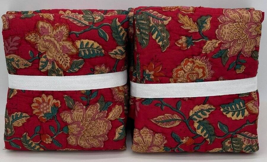 Pottery Barn Lucille Reversible KING Shams (2) ~ Red Multi gallery