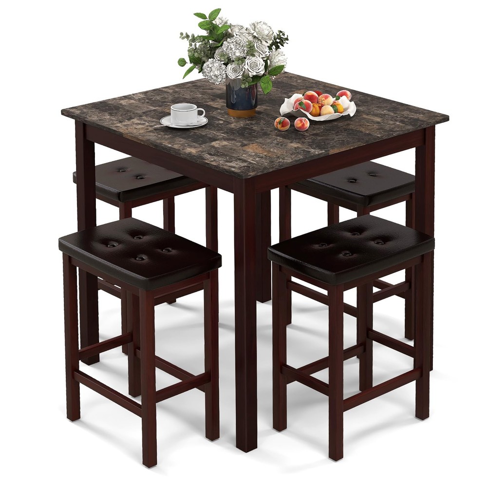 Dining Table Set for 4, Kitchen Table Chairs Set of 4, Counter Height Dining ...