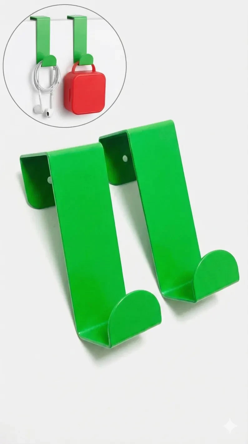 Green Stainless Steel Over Door Hook, Reversible Cabinet Hooks (4 Pack) gallery