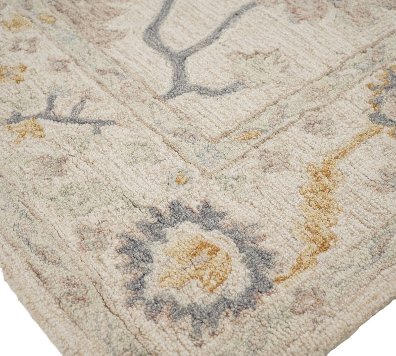 Multi Size Hand Loomed Wool Beige Gray Arts & Crafts Handmade Area Rug gallery
