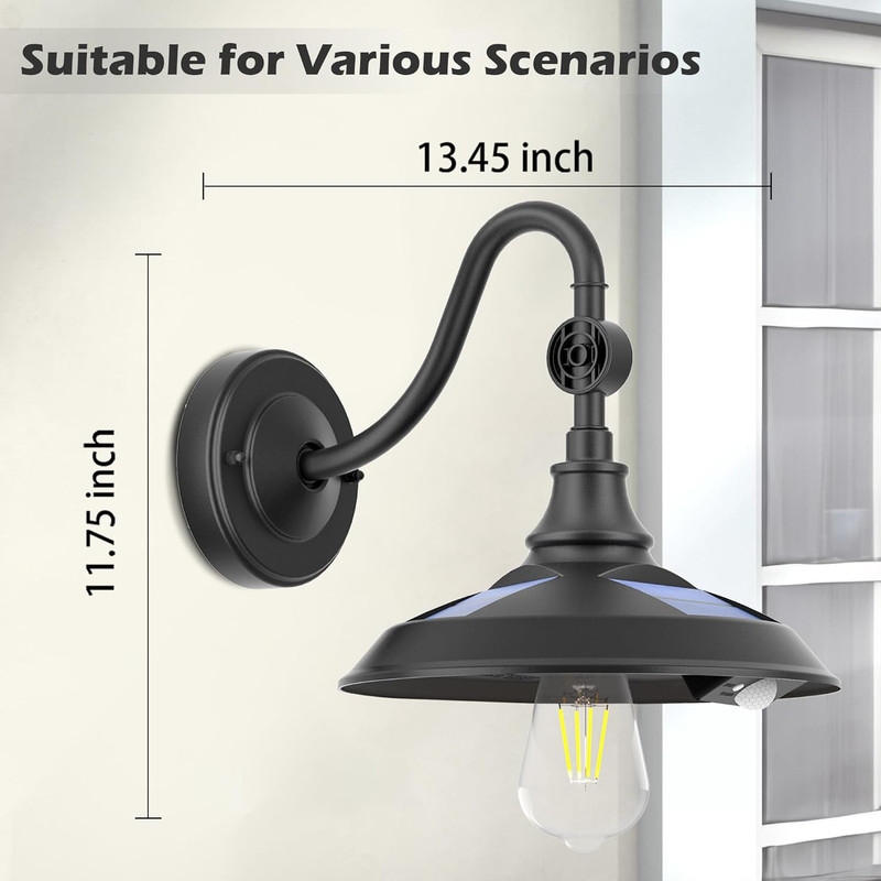Rustic Solar Barn Lights with Motion Sensor - 3 Modes, Waterproof (2 Pack) gallery