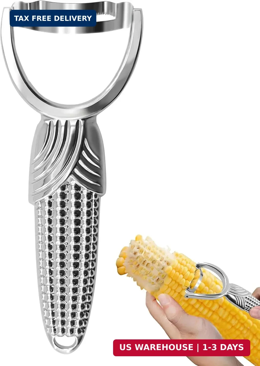 Corn Stripper Tool, Stainless Steel Corn Peeler - Easy to Use Manual Tool for Co gallery