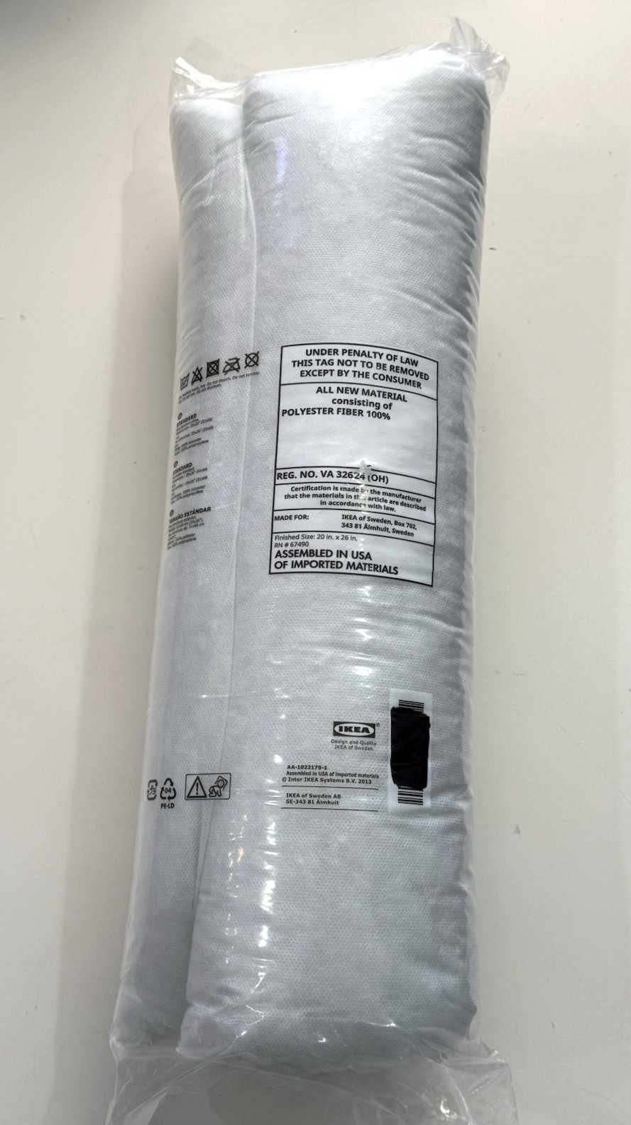 Ikea Slan Softer Lightweight Pillow White Standard Queen 20x26" Machine Washable gallery