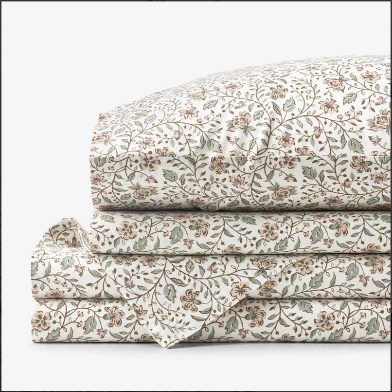 Garden Patch Floral Garment Washed Cotton Percale Bed Sheet Set - Multi, Twin gallery