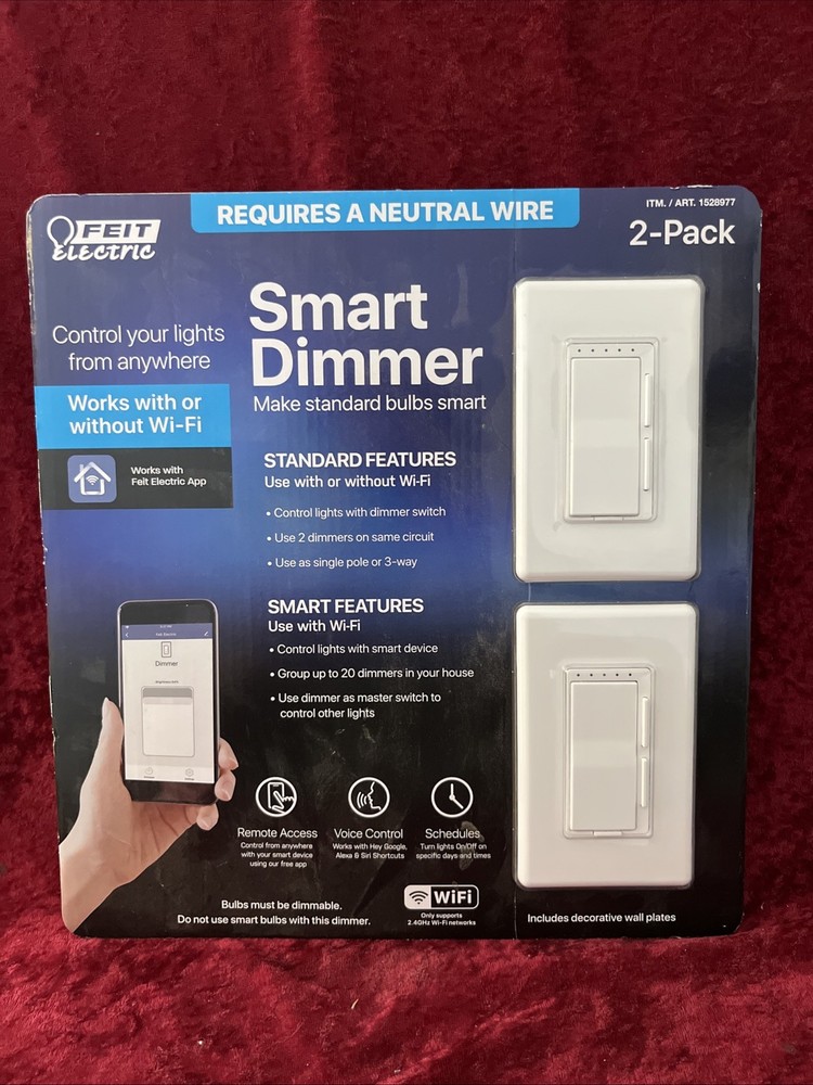 Feit Wi Fi Smart Dimmer Light Switch 2 Pack Alexa Google Smart Phone