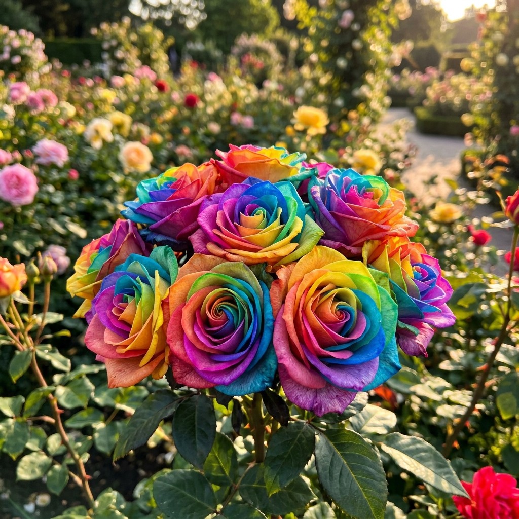50 carefully packed Rainbow Rose Seeds - Beautiful Garden Flowers for Planting gallery