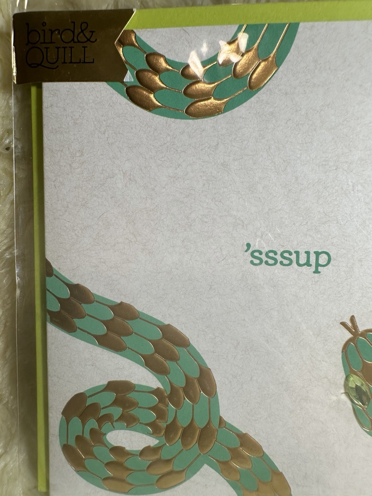 Papyrus Bird & Quill BLANK ALL OCCASIONS Card Embossed Snake Jewels 'sssup gallery