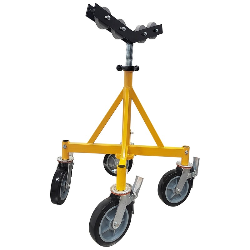 V-shaped Head Pipe Support with Rolling Wheels Max Capacity 2500lbs 31.9-39.4'' gallery