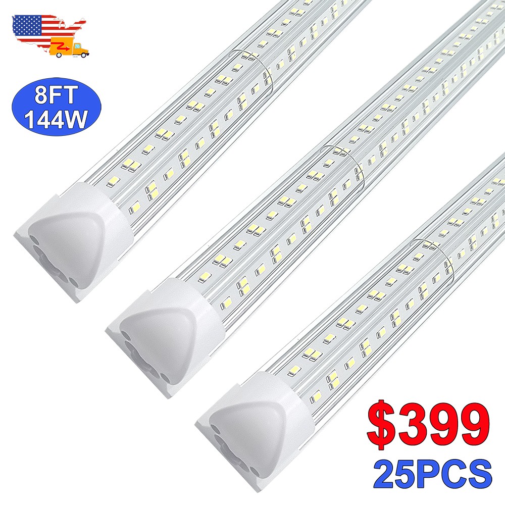 25 Pack 8Ft Led Shop Light Fixture 6500K 4 Row 144W T8 8FT Led Tube Light Bulbs gallery