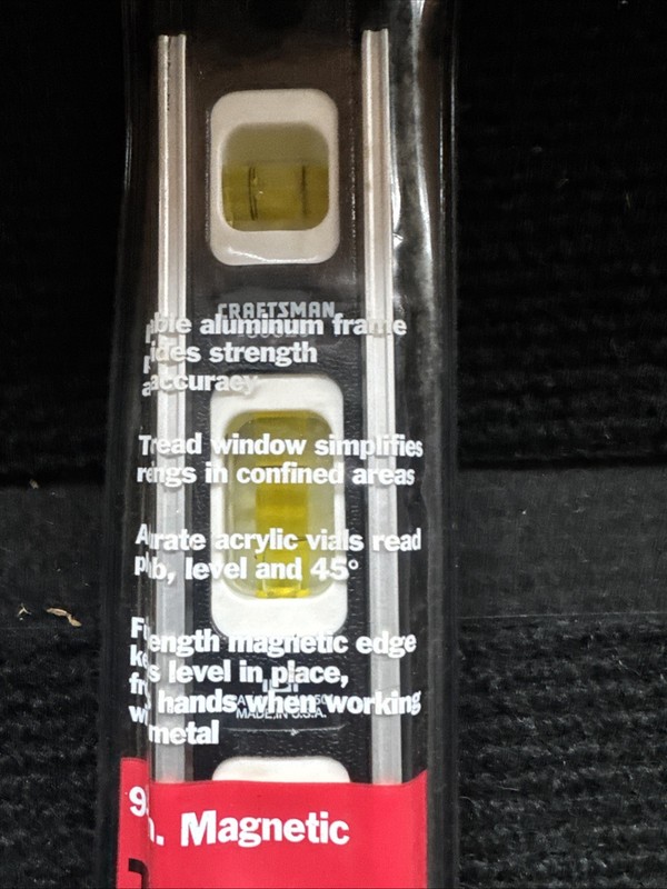 Sears Craftsman USA Nos 9” Magnetic Torpedo Level W Case 39829 Black gallery
