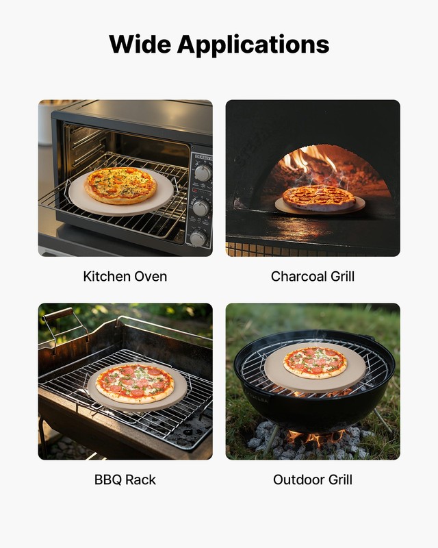 VEVOR Pizza Stone Round/Rectangular Cordierite Baking Stone for Oven & Grilling gallery