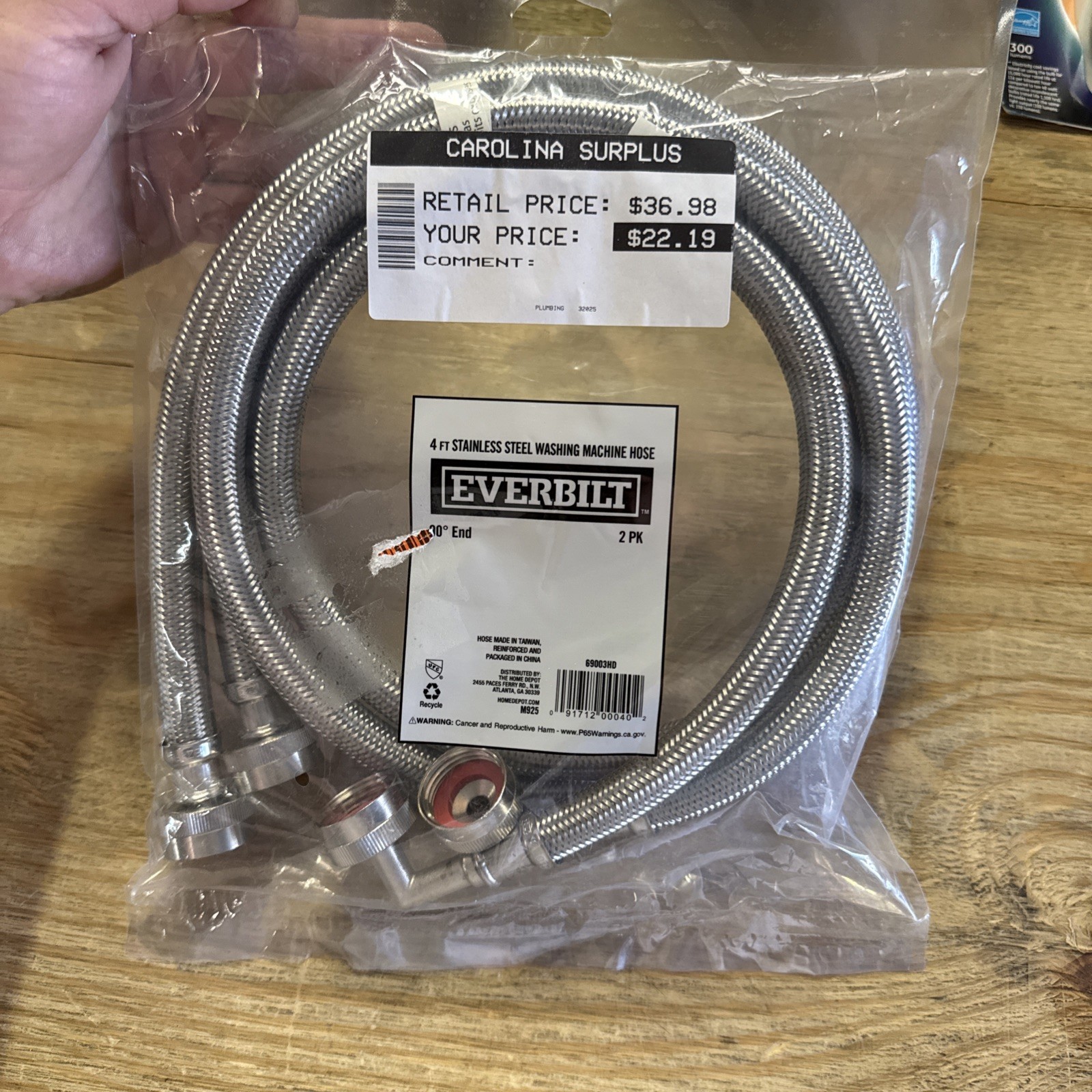Everbilt 4 ft. Polymer Coated Stainless Steel Washing Machine Connector (2-Pack) gallery