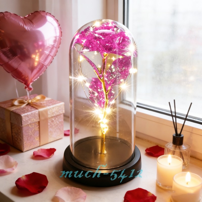 Preserved Eternal Galaxy Flower Rose In Glass Dome with LED Light Birthday Gifts gallery