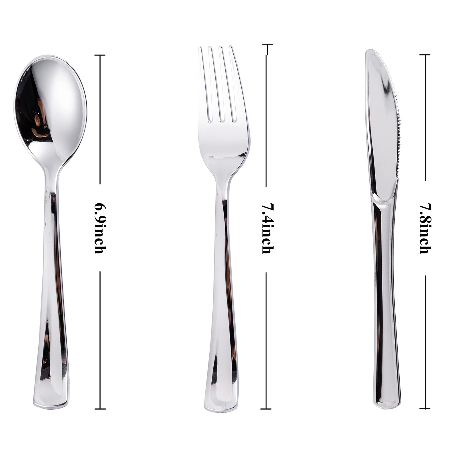 N9R 300PCS Silver Plastic Silverware Set, 100 Forks, Silver-300pcs, gallery